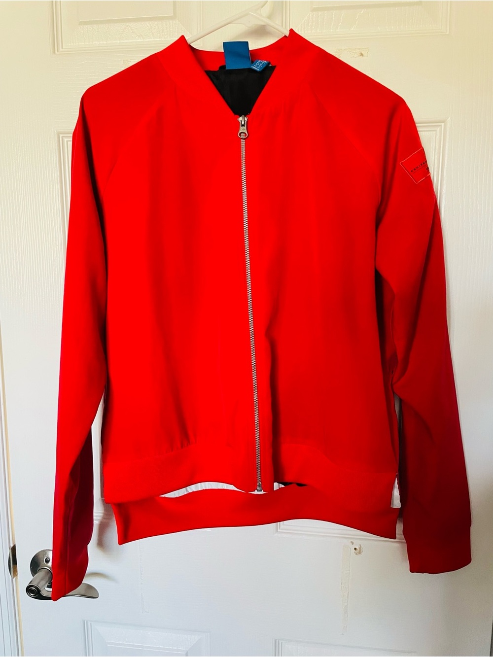 Adidas x Equipment red zip up windbreaker track jacket, sz M, excellent